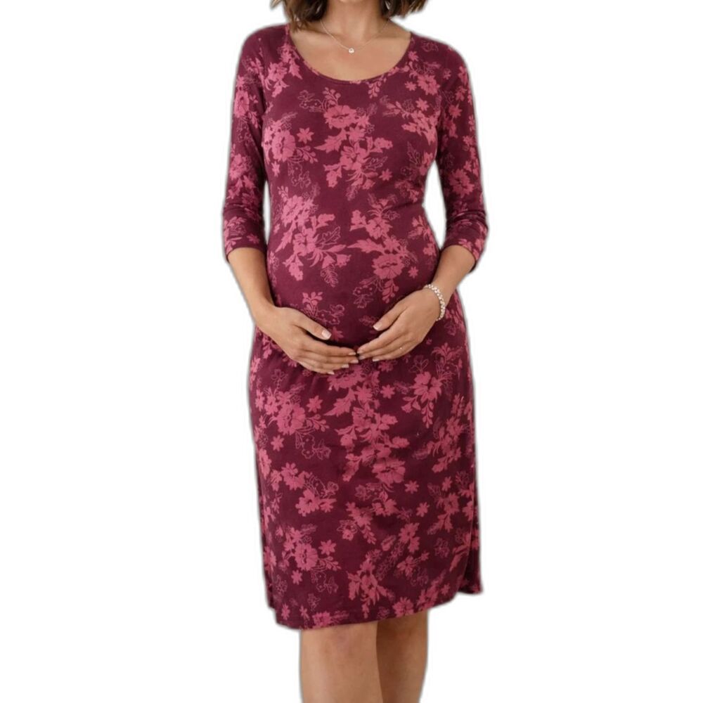Target x Isabel Maternity T-shirt Dress Ruched Burgundy Floral Jersey Knit XS